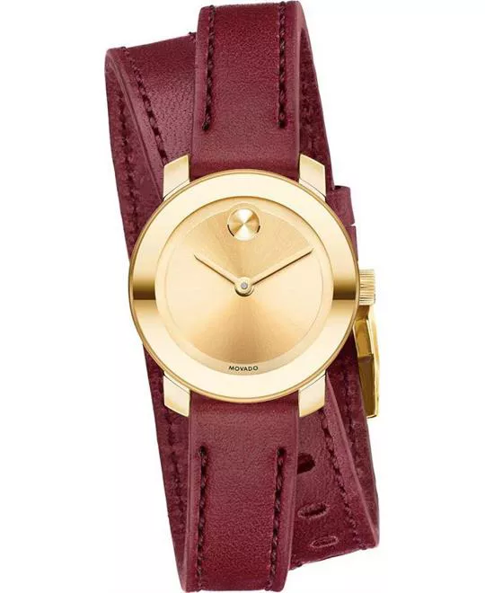MOVADO Bold Yellow Gold-Tone Sunray Dial Ladies Watch 26mm