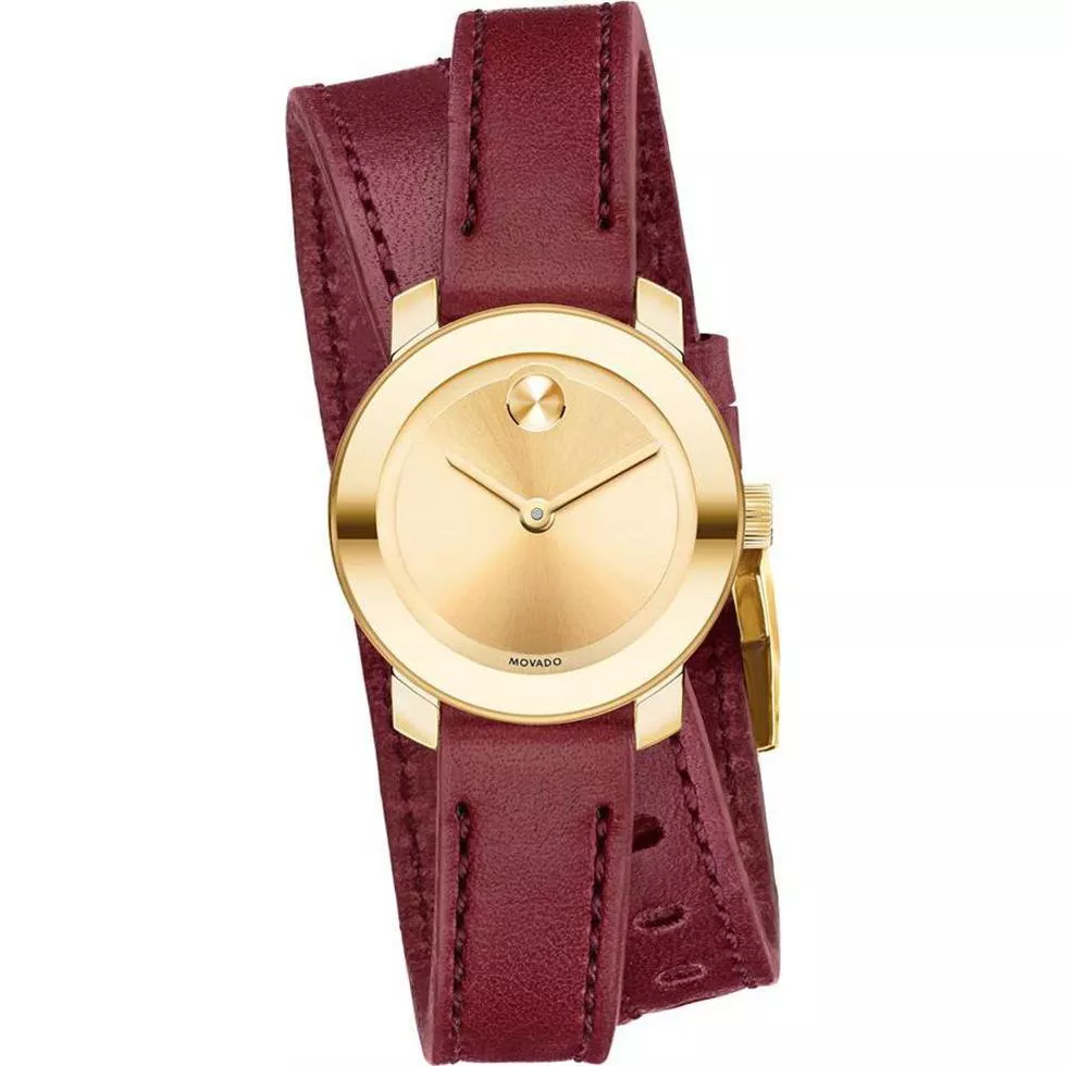 MOVADO Bold Yellow Gold-Tone Sunray Dial Ladies Watch 26mm