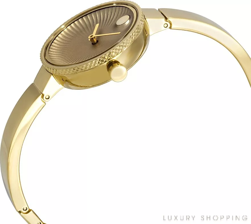 Movado Edge Gold Tone Aluminum Dial Watch 28mm