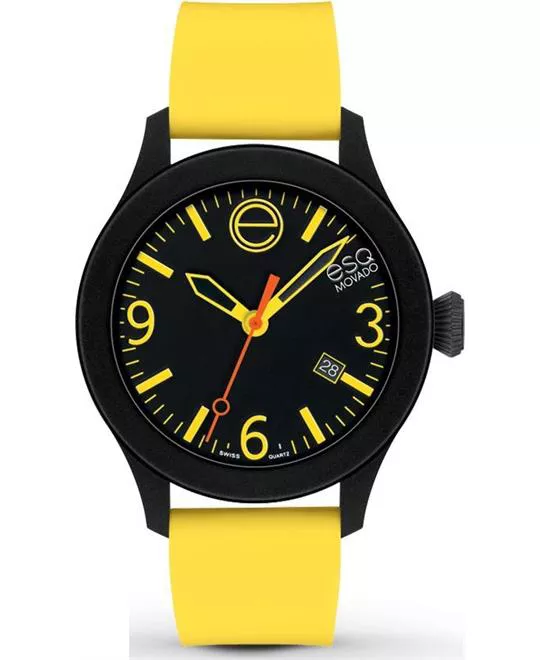 Movado ESQ Matte Silicone Yellow Sports Watch 42mm