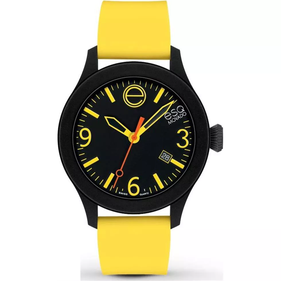 Movado ESQ Matte Silicone Yellow Sports Watch 42mm