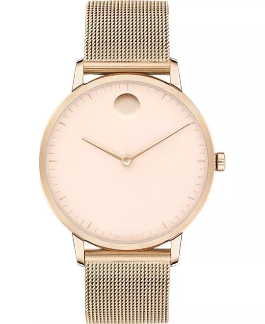 Movado Face Carnation Gold Ion-Plated Watch 35mm 