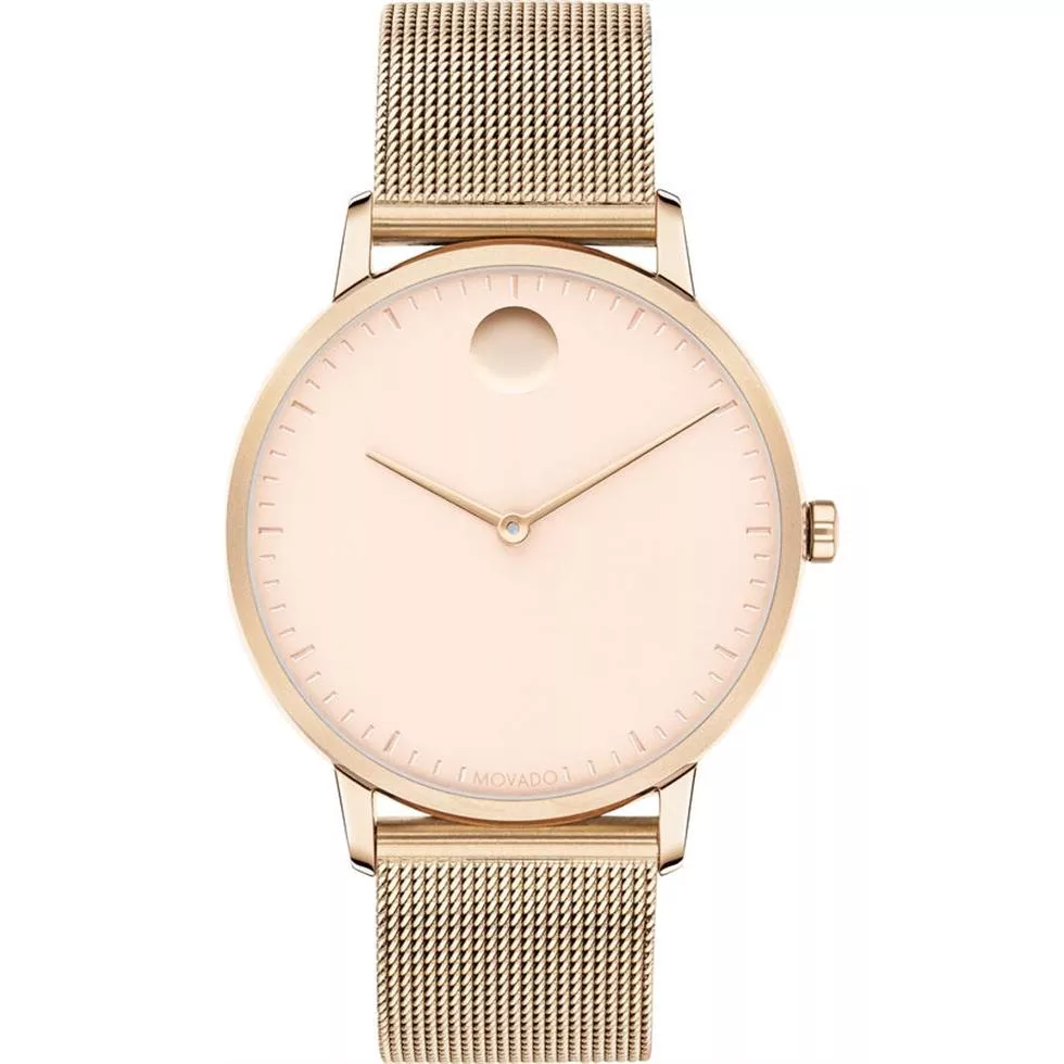 Movado Face Carnation Gold Ion-Plated Watch 35mm 