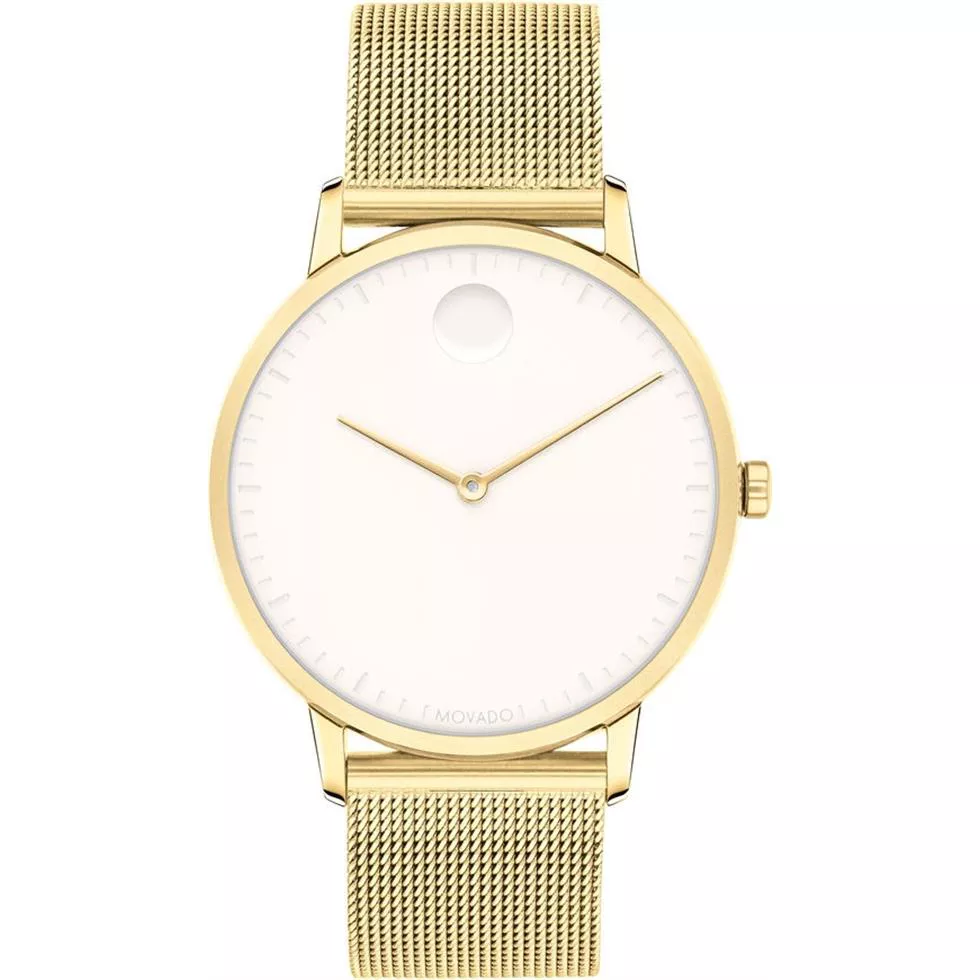 Movado Face Pale Yellow Gold Ion-Plated Watch 35mm 