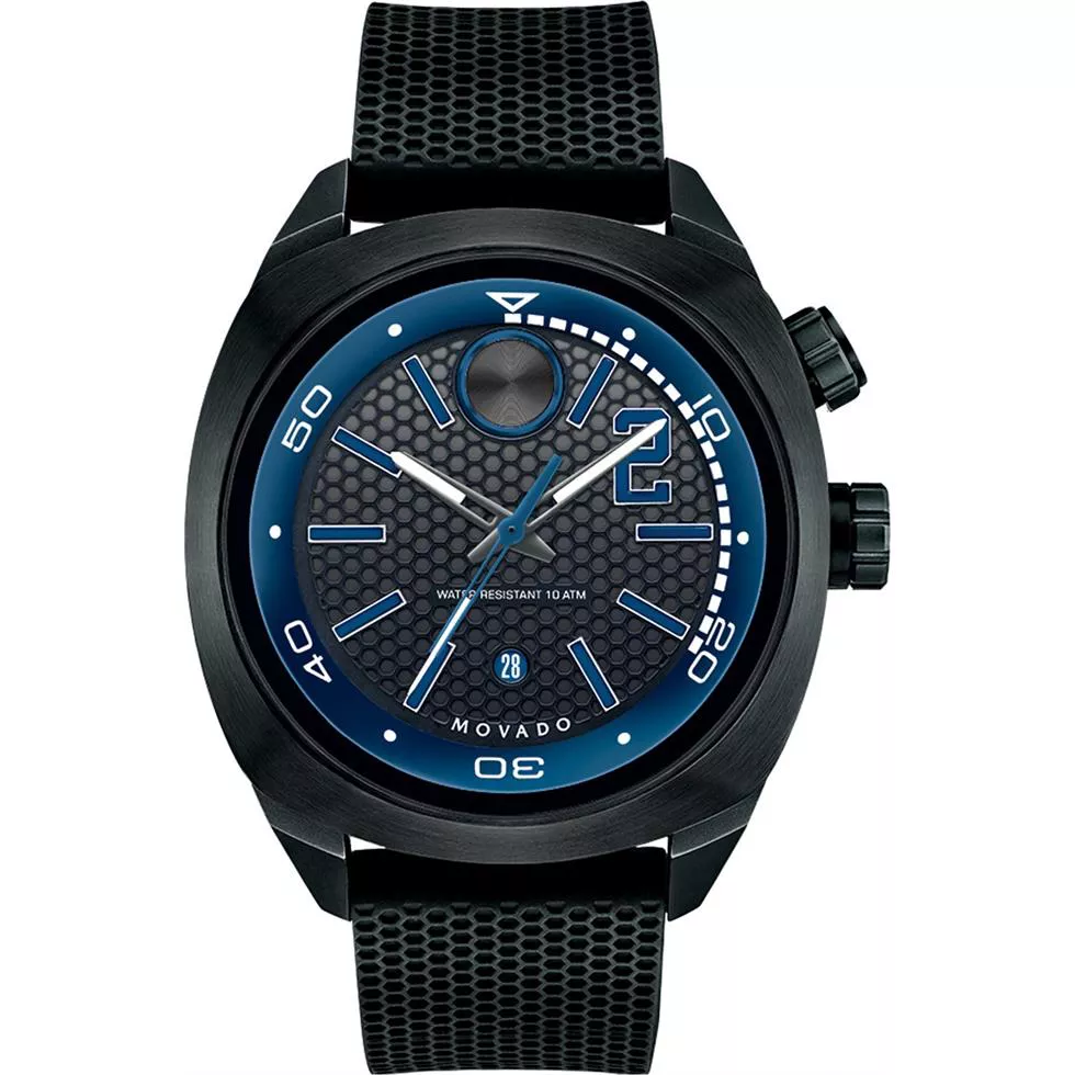Movado Bold Swiss Black Textured Watch 44mm 
