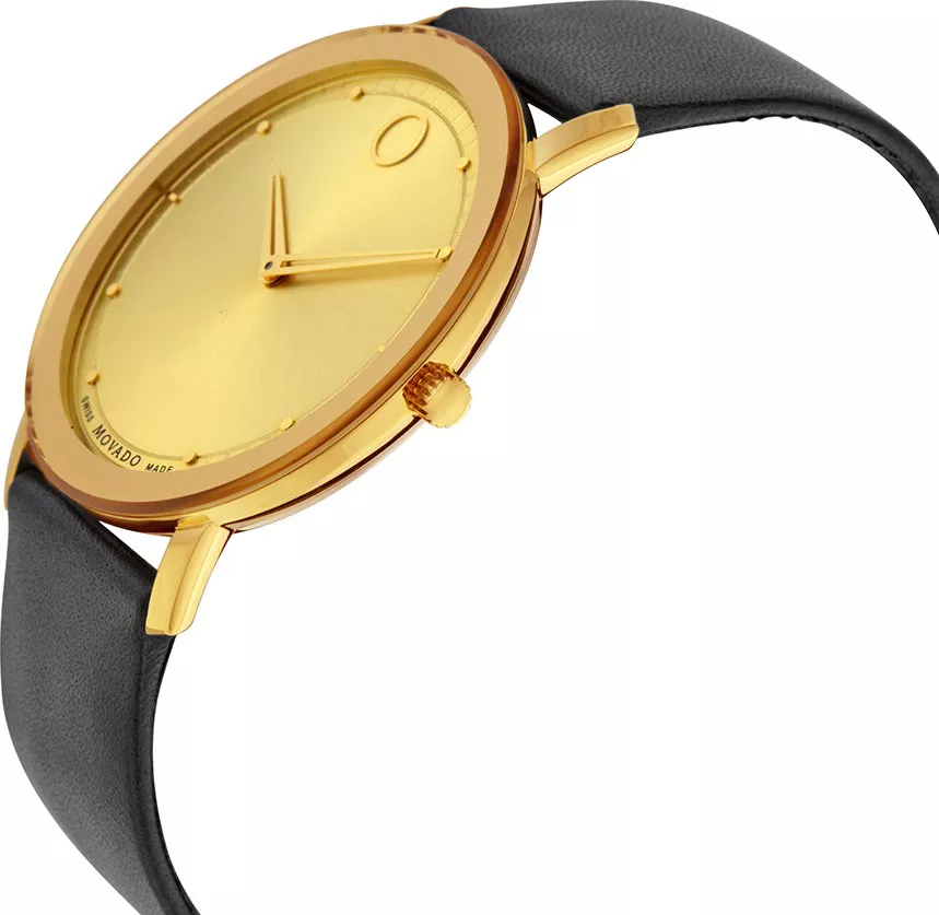 Movado Sapphire Gold Leather Watch 40mm