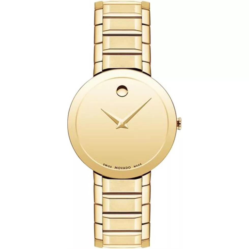 Movado Sapphire Yellow Tone Watch 28mm 