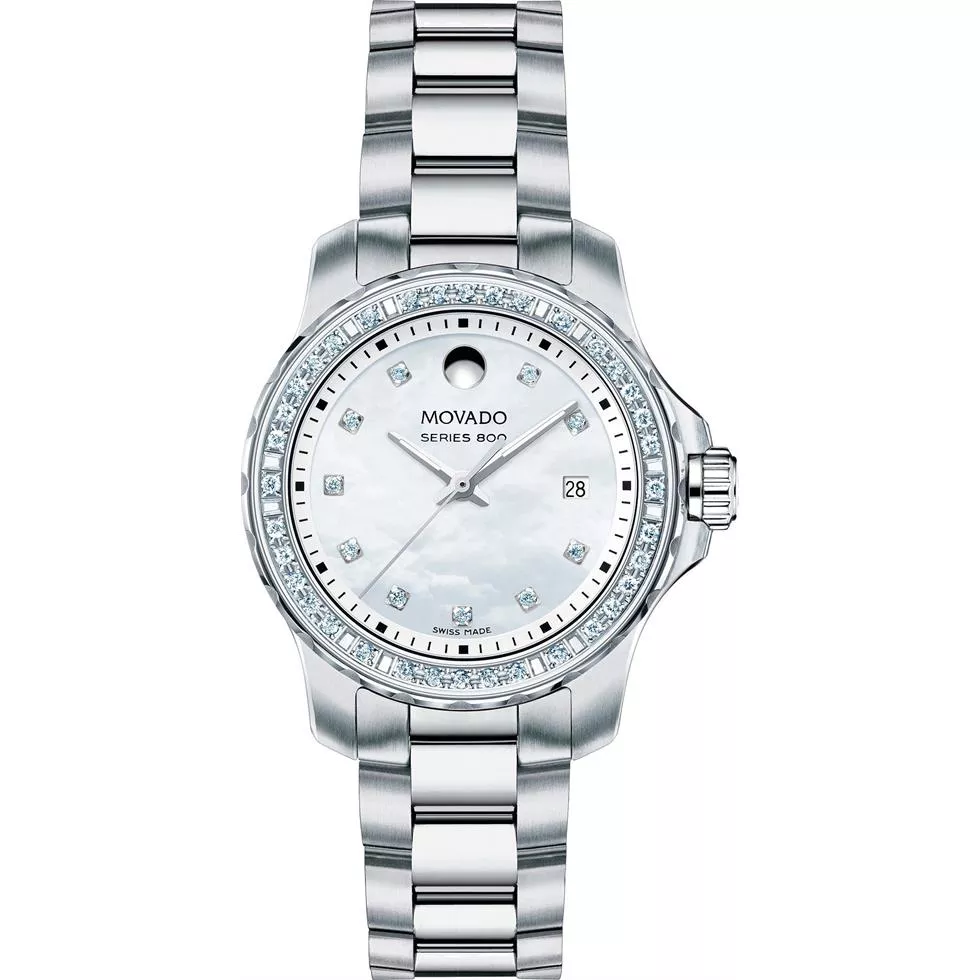 Movado Series 800 White Diamond Watch 29mm