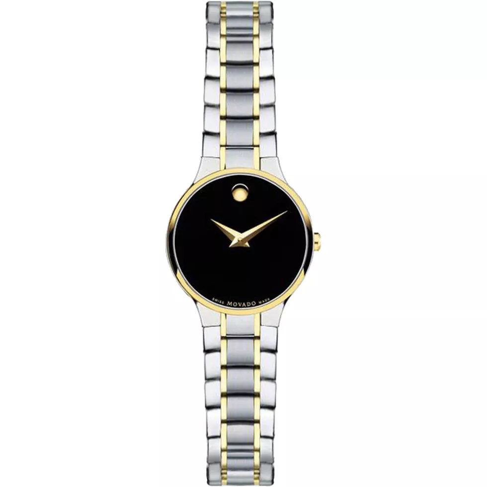 Movado Serio Black Dial Ladies Watch 28mm