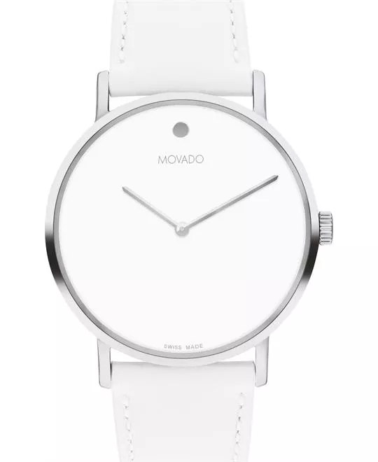 Movado Signature White-Tone Unisex Watch 40mm