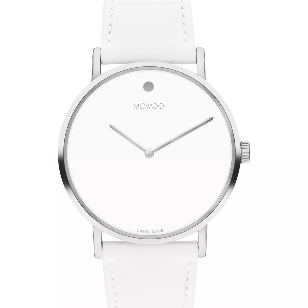 Movado Signature White-Tone Unisex Watch 40mm