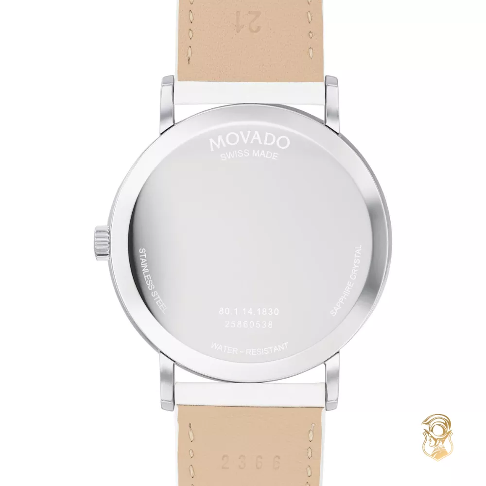 Movado Signature White-Tone Unisex Watch 40mm