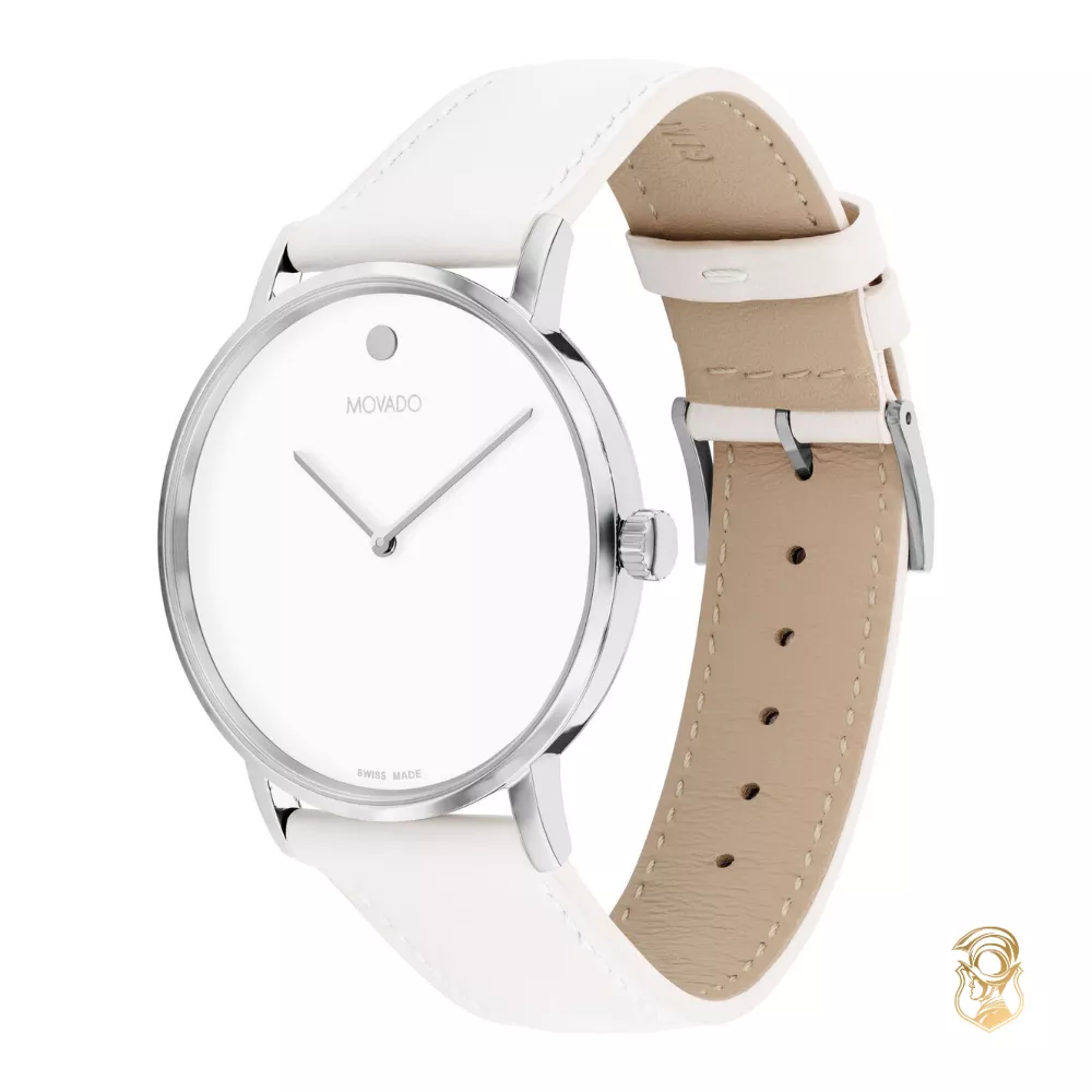 Movado Signature White-Tone Unisex Watch 40mm