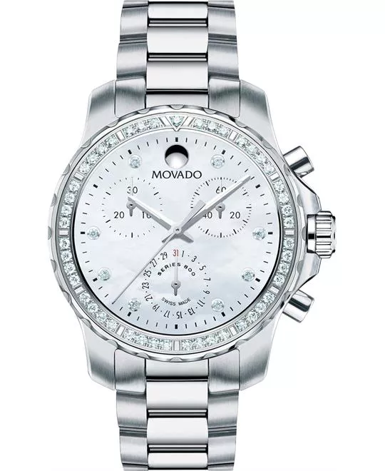 Movado Series 800 Swiss Chrono Diamond Watch 35mm 