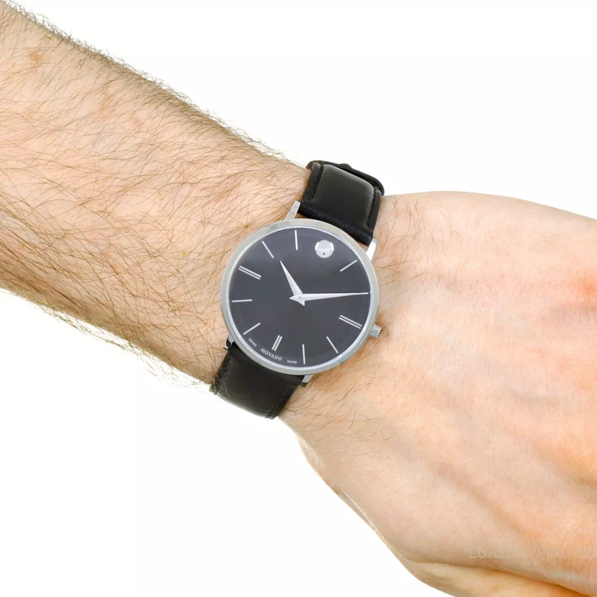 MOVADO Ultra Slim Black Sunray Dial Men's Watch 40mm
