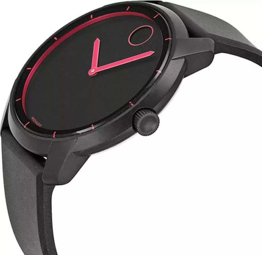 Movado Unisex Swiss Bold Black Polyurethane Watch 44mm 