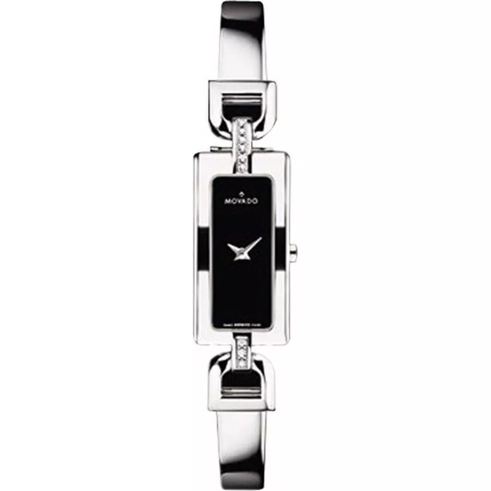Movado Vivo Baguette Black Dial Watch 15mm