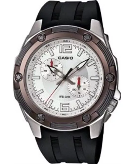 Casio Men's Black Resin Quartz Watch with Silver Dial