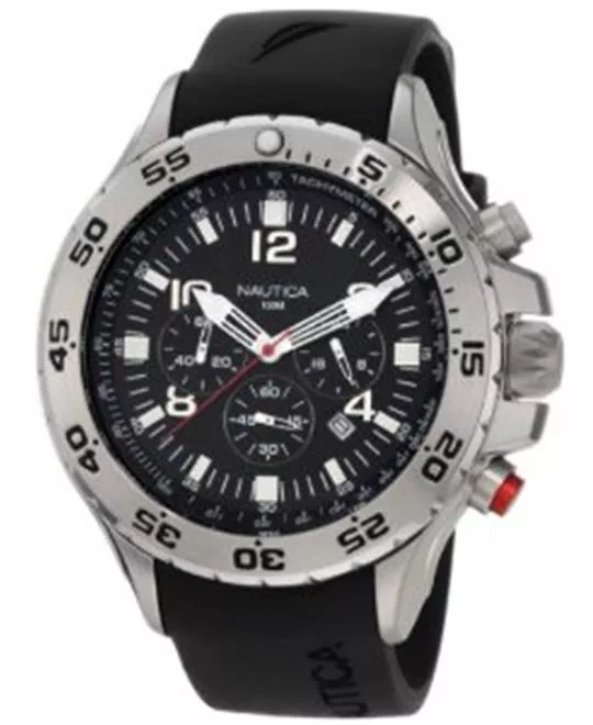  Men's NST Stainless Steel and Black Resin Watch