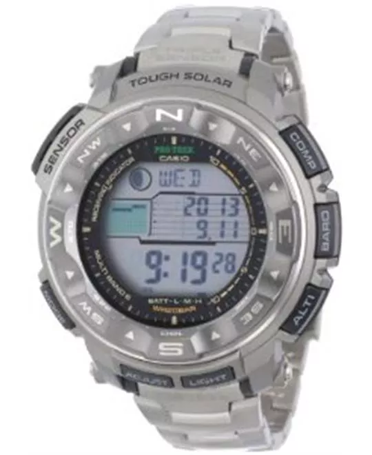 Men's  Pathfinder Triple Sensor Tough Solar Digital Multi-Function Titanium Pathfinder Watch