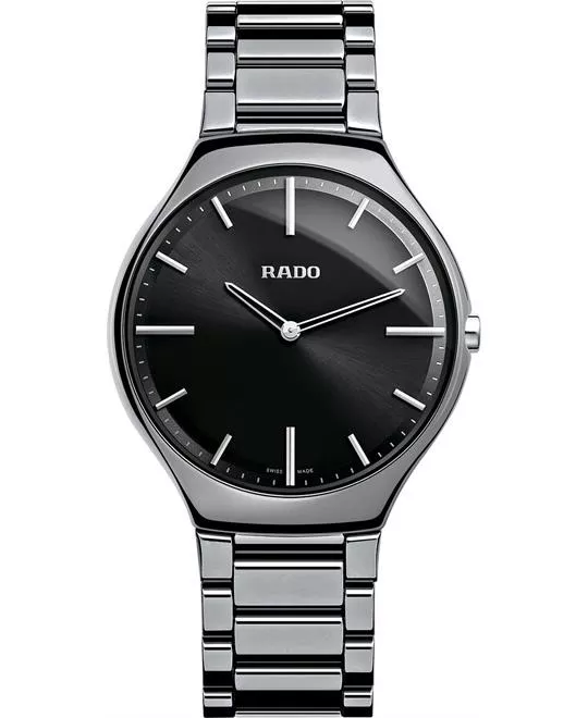 Rado True Black Platinum-tone Ceramic Watch
