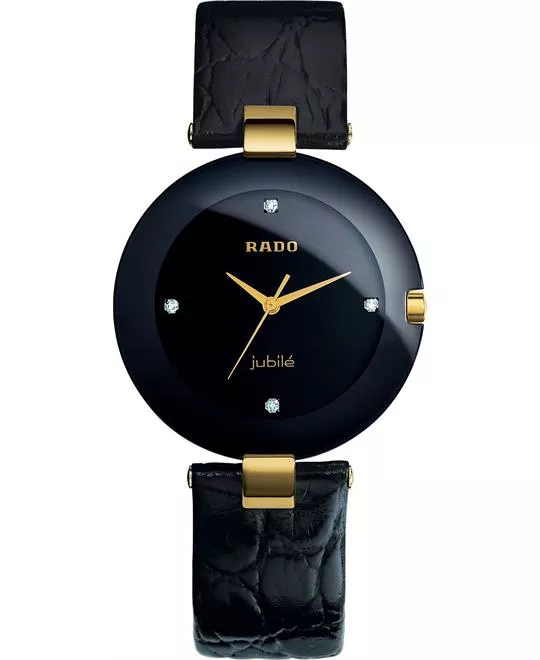 Rado Women's Coupole Diamond Black Leather Strap 35mm 