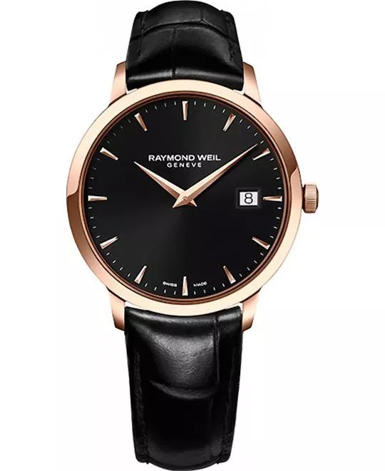 Raymond Well Toccata Black Leather Watch 39mm