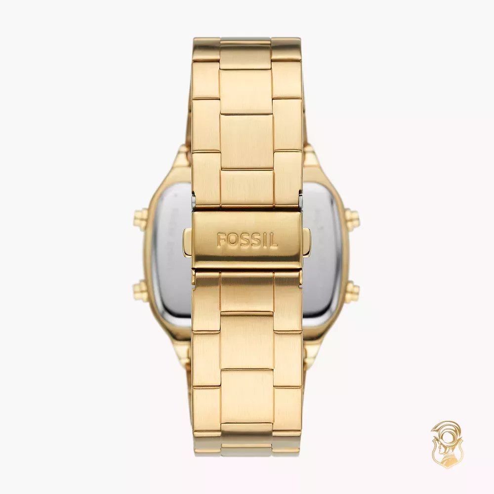 Retro Digital Gold-Tone Stainless Steel Watch 40mm