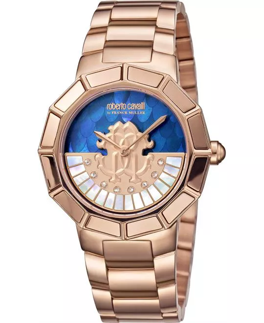 Roberto Cavalli Rotating Blue Mother of Pearl Watch 37