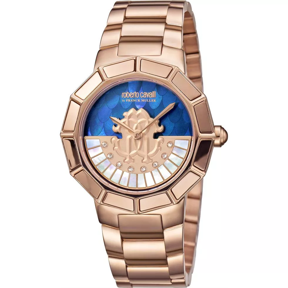 Roberto Cavalli Rotating Blue Mother of Pearl Watch 37