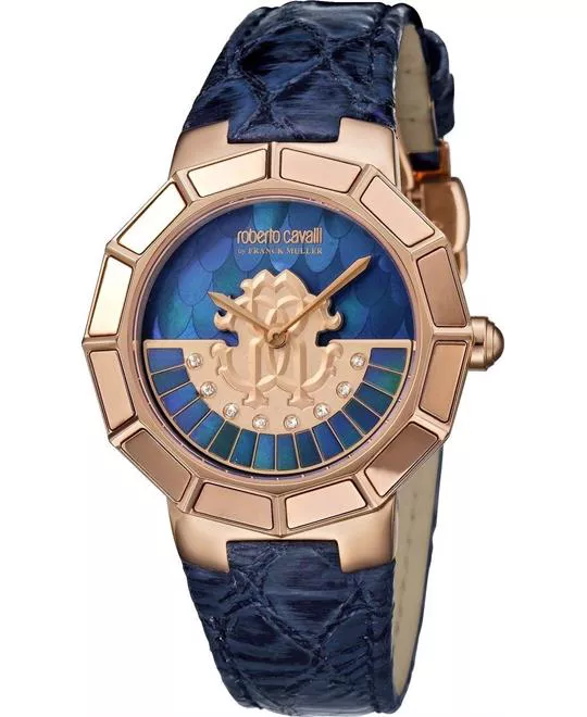 Roberto Cavalli Rotating Blue Mother of Pearl Watch 37