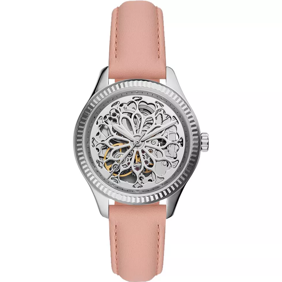Fossil Rye Automatic Pink Leather Watch 36mm