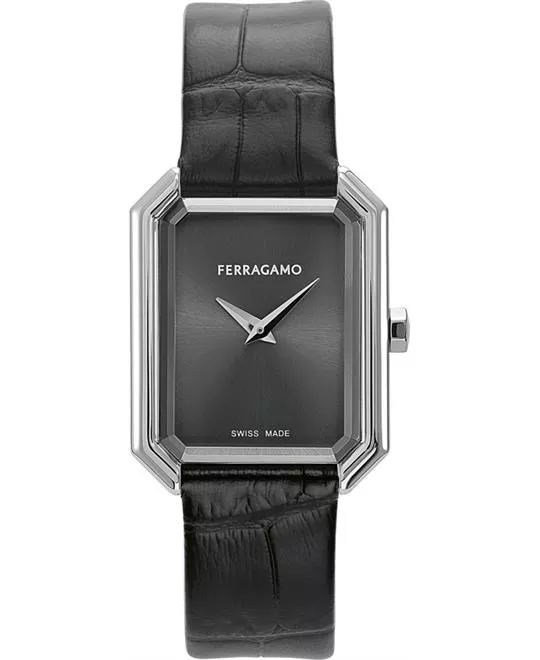 Salvatore Ferragamo Crystal Silver-Tone Watch 26.5x33.5mm