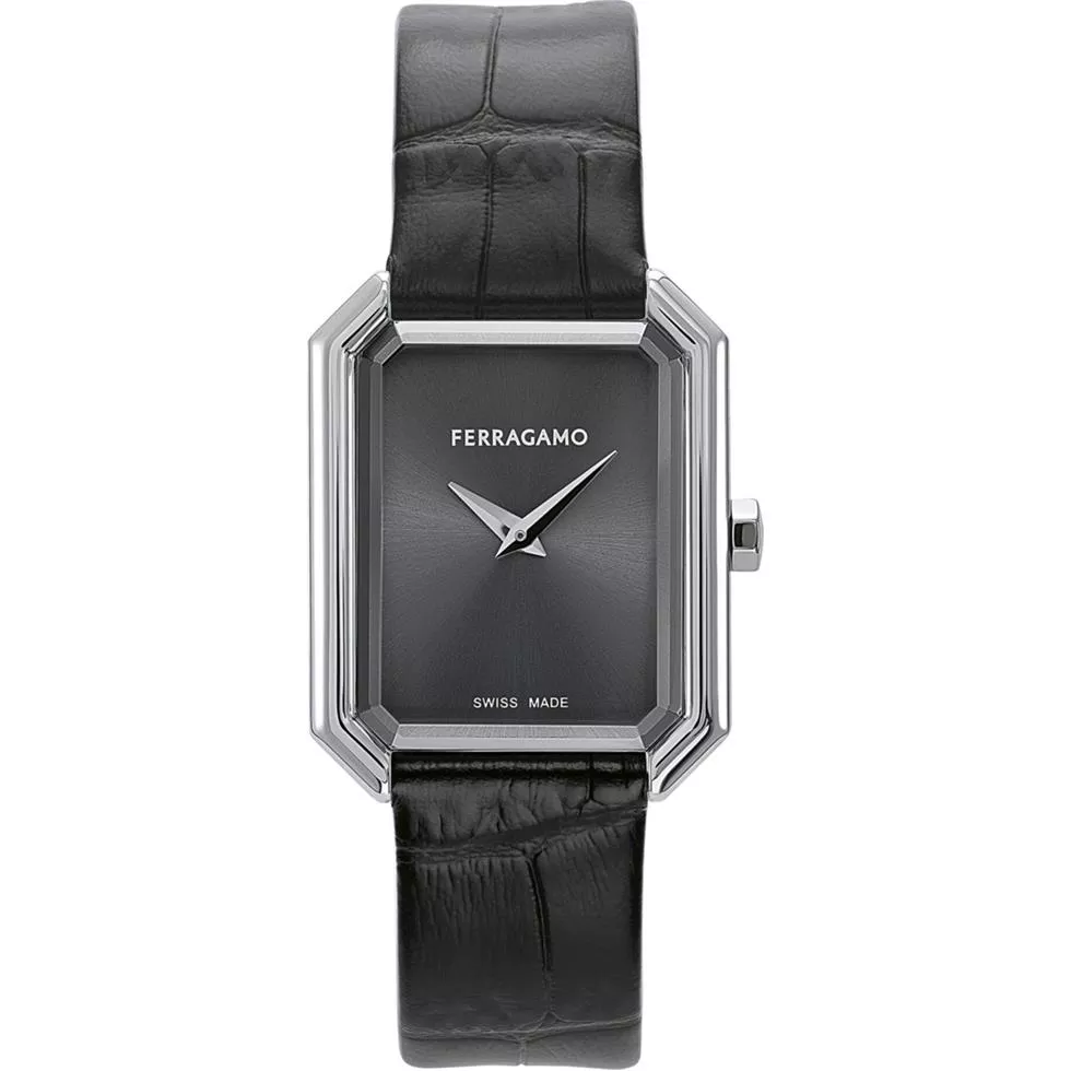 Salvatore Ferragamo Crystal Silver-Tone Watch 26.5x33.5mm