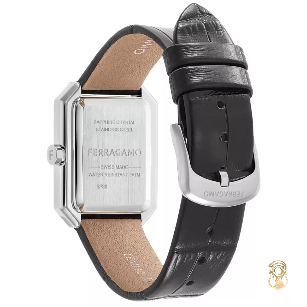 Salvatore Ferragamo Crystal Silver-Tone Watch 26.5x33.5mm