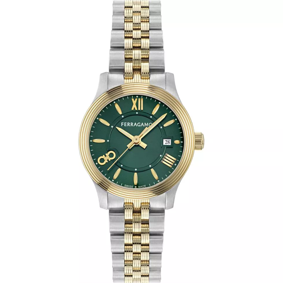 Salvatore Ferragamo Dou Green - Tone Bracelet Watch 28mm