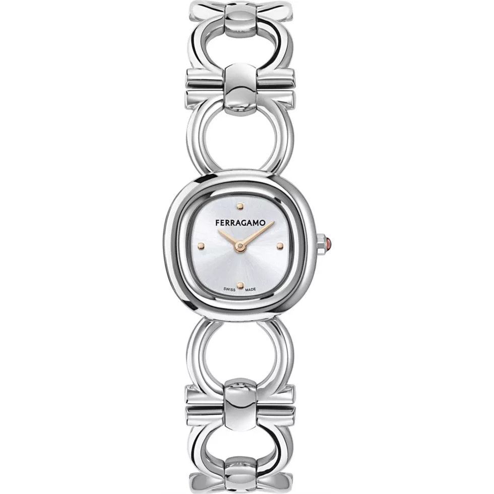 Salvatore Ferragamo Double Ladies Silver-Tone Watch 25mm