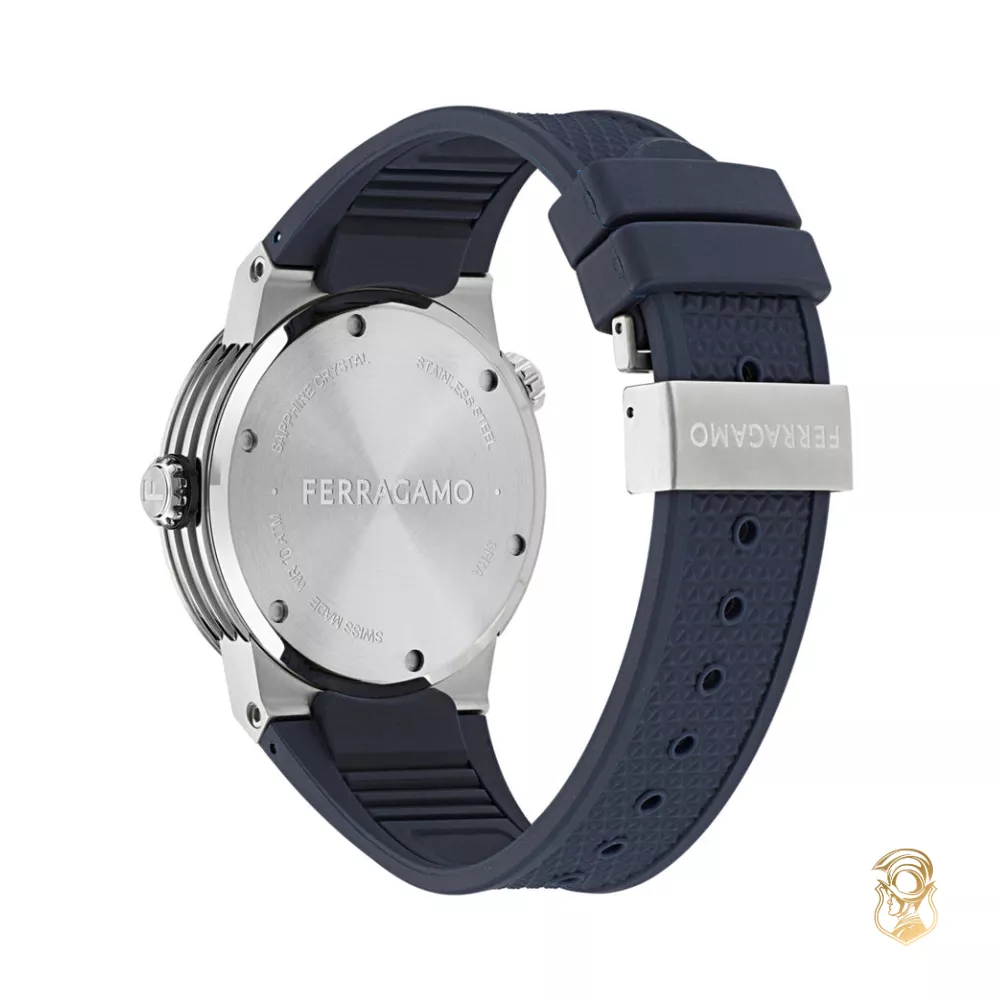 Salvatore Ferragamo F-80 Blue-Tone GMT Watch 43mm