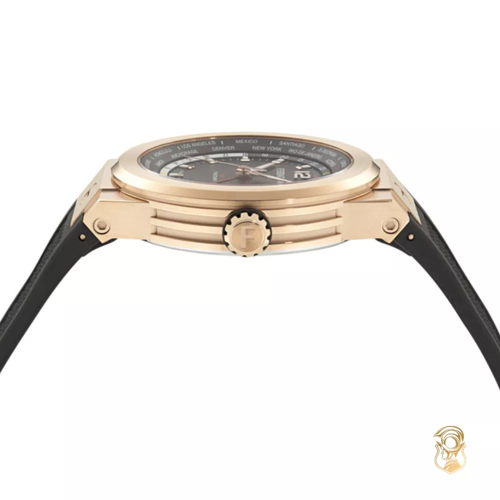 Salvatore Ferragamo F-80 Gold-Tone GMT Watch 43mm