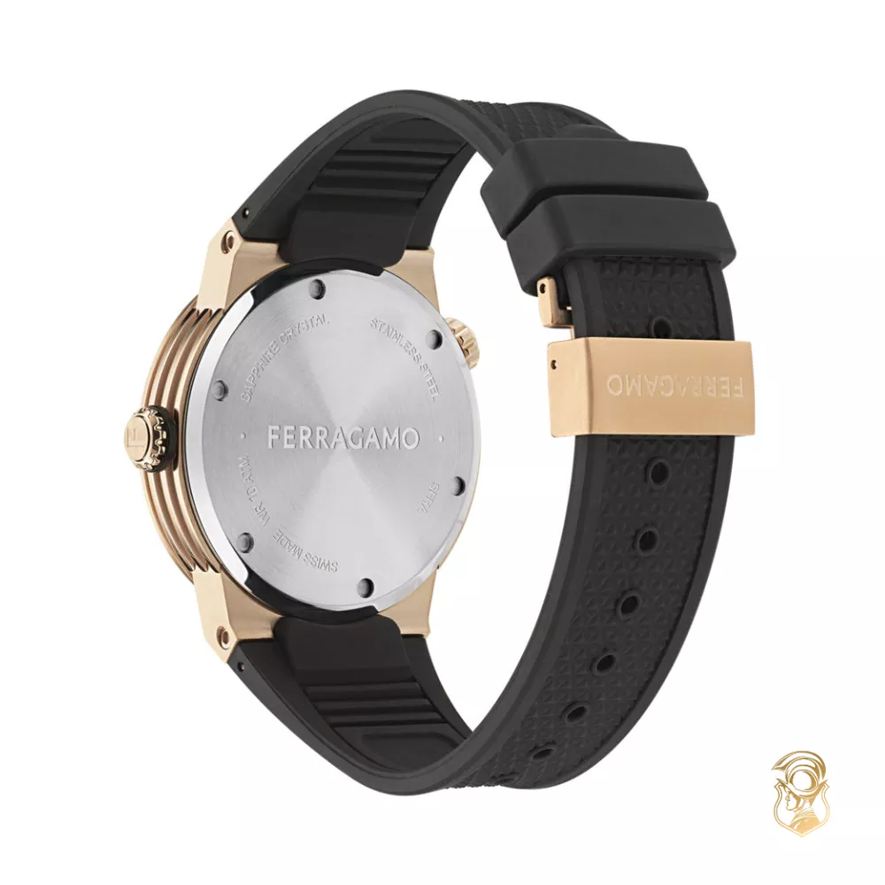 Salvatore Ferragamo F-80 Gold-Tone GMT Watch 43mm