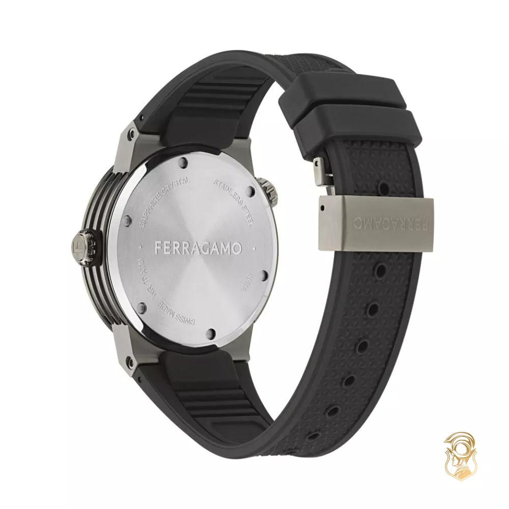 Salvatore Ferragamo F-80 Grey-Tone GMT Watch 43mm