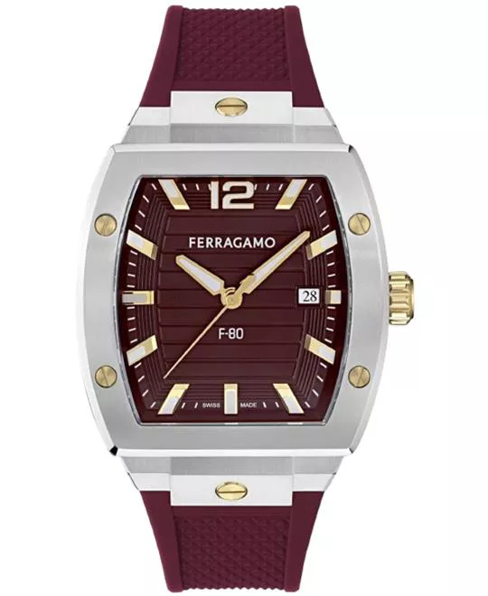 Salvatore Ferragamo F-80 Tonneau Silicone Watch 42mm