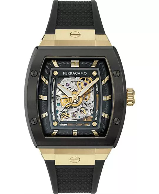 Salvatore Ferragamo F-80 Tonneau Skeleton Watch 42mm