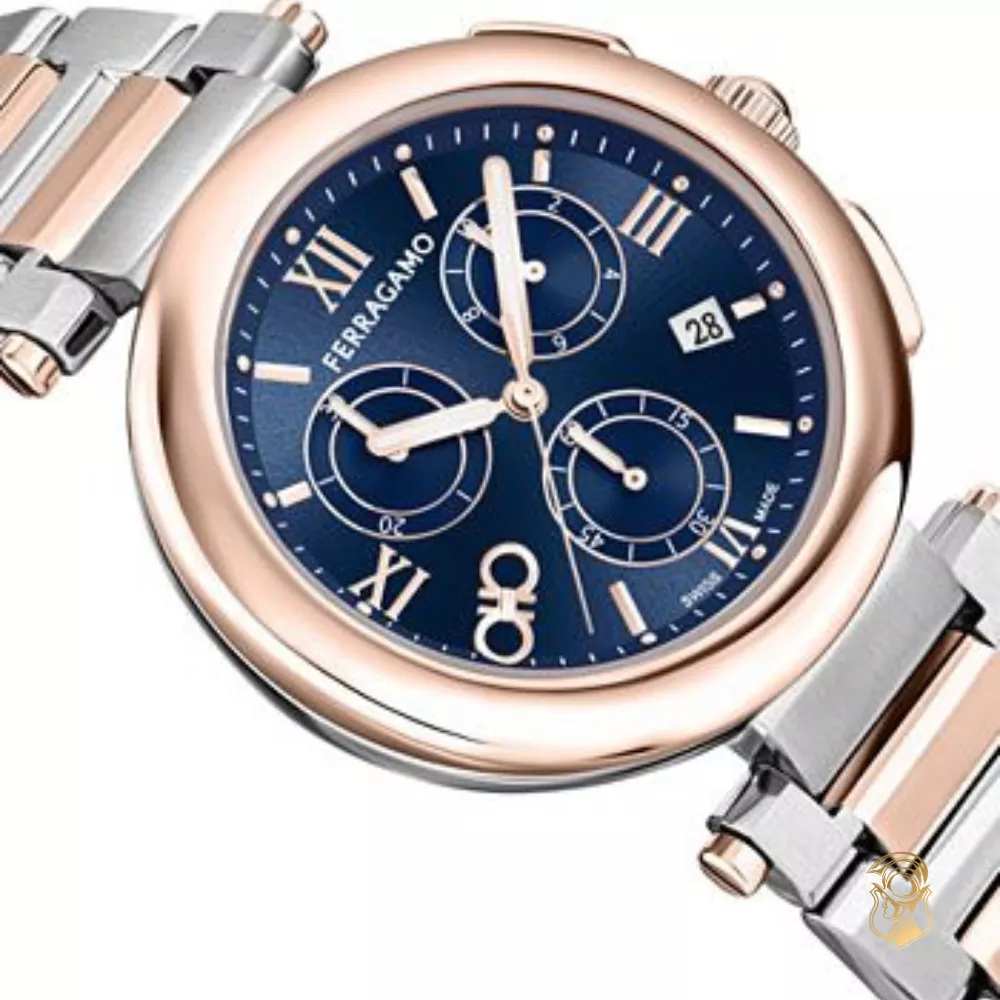 Salvatore Ferragamo Legacy Blue - Tone Chronograph Watch 40mm