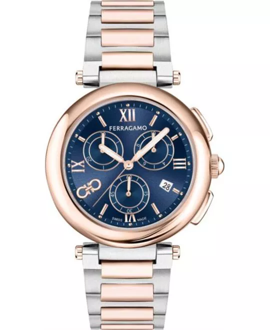 Salvatore Ferragamo Legacy Blue - Tone Chronograph Watch 40mm