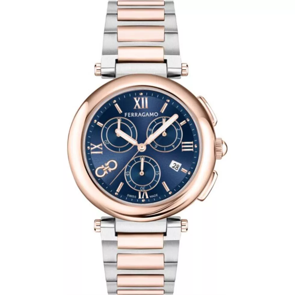 Salvatore Ferragamo Legacy Blue - Tone Chronograph Watch 40mm