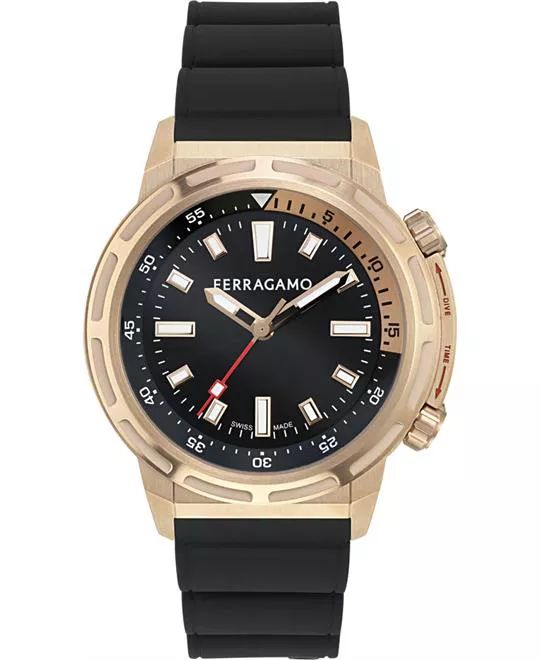 Salvatore Ferragamo Sport Rose Gold-Tone Watch 46mm