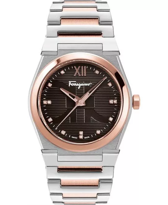 Salvatore Ferragamo Vega Brown Diamond Watch 40mm