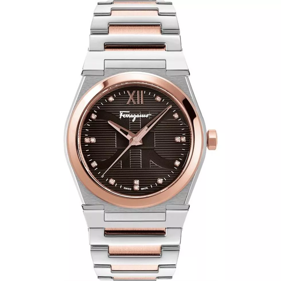 Salvatore Ferragamo Vega Brown Diamond Watch 40mm