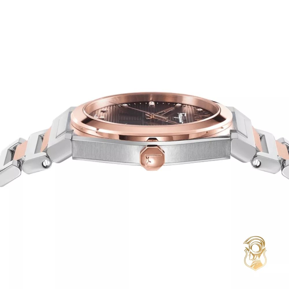 Salvatore Ferragamo Vega Brown Diamond Watch 40mm